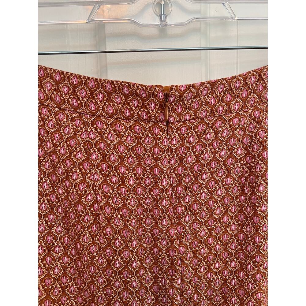 Ann Taylor Sarong Style Wrap Midi Skirt Rust Orange Print Knot Waist Women's 2P - Picture 7 of 11